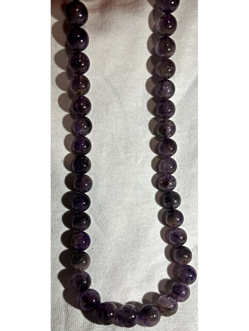Vintage Natural Amethyst Bead Necklace 18” Purple Gemstone Round Beads Estate
